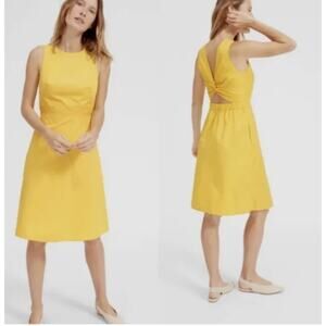 Everlane The Clean Cotton Twist-back Dress in Lemon Canary Yellow Size 12